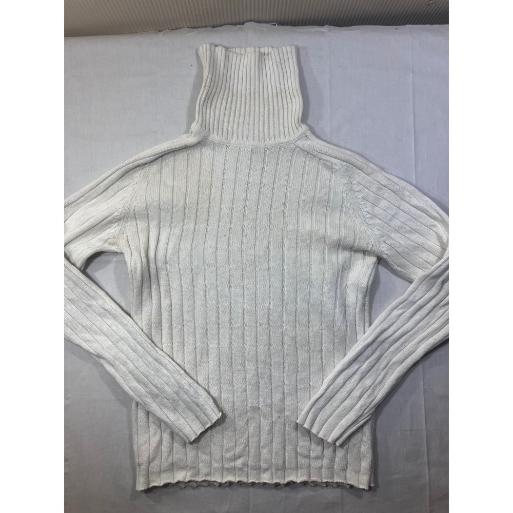Aeropostale Cream Ribbed Turtleneck Sweater Long Sleeve Size Large